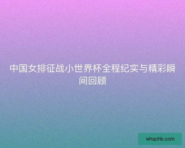 中国女排征战小世界杯全程纪实与精彩瞬间回顾