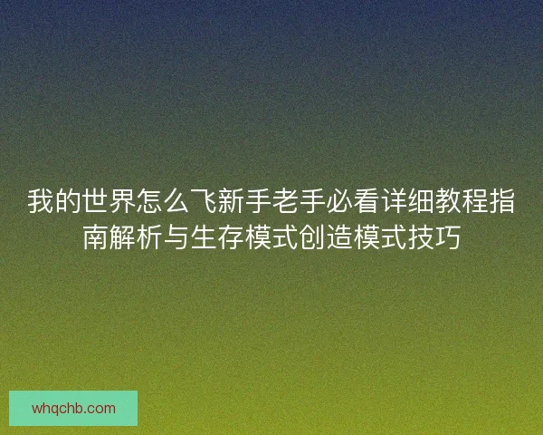 我的世界怎么飞新手老手必看详细教程指南解析与生存模式创造模式技巧